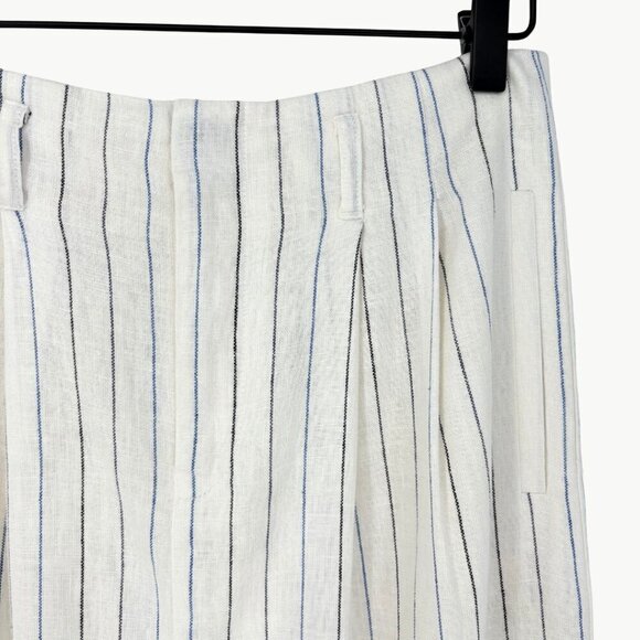 NWT THE GREAT. Women's Pleated Column Mid Rise Skirt | Sz 25 | Cream Pinstripe - Picture 7 of 11